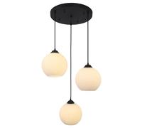 KJHFD Illuminazione Cluster 3 luci, Moderna Sospensione Cucina, lampadario Globo d'oro con Vetro di Latte Grande, Luce del soffitto a Filo per Sala da Pranzo, Soggiorno (Black-C)