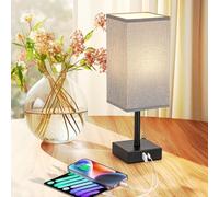 KJHFD Lampada Comodino per Camera da Letto, Soggiorno Porte di Ricarica USB A+C, Tavolo E27, con Interruttore Catena trazione (A)