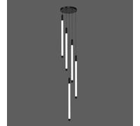 KJHFD Lampadella di Ingresso in Largo Le Scale Foyer Alte soffitti Alti Tubo appesi lineari Chiari lampadario a LED Moderno per Il Soggiorno Sala da Pranzo/Nero/5 luci