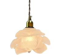 KJHFD Luce Sospensione Floreale Francese Oro Antico con Rosa in Vetro Trasparente e Bicchiere di Latte Lampada sospesa a soffitto Piccolo | Lampadario Moderno per Isola Cucina, Tavolo Pranzo, Camera