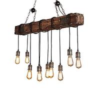 KJHFD Luci a soffitto lampadario Lampadina retrò Fatta di Legno Altezza Metallica Regolabile e27 Lampada Industriale/Lampada sospesa Nera per Sala da Pranzo/Soggiorno/Cucina, 10 flammig Interessante