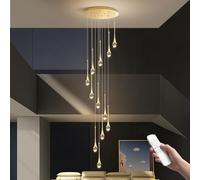 KJHFD luci Bolle di Scale, Moderno W dimmeble lampadario con remoto, Lampada a Altezza Regolabile da Pollici per Villa, soffitto Alto, Foyer (1