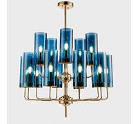 KJHFD Lumo Light Clear Cilindri in Le Sfumature di Vetro Durante Illuminazione soffitto a Catena corridoio Sala da Pranzo Cucina, Luce Moderna Il lampadario Blu 15 Decorazioni per la casa Lampada