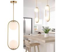 KJHFD Moderno Ciondolo d'oro Mid-secolo Illuminazione lampadario a Sospensione dell'illuminazione con Il Paralume Vetro in Globo la Camera Letto per Sala Pranzo dell'isola da Cucina (2