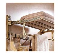 KJHFD Scaffale a Doppio Pieghevole Alluminio in Ottone Antico con Ganci portavalo Asciugamano e Supporto bagni Attivi Comodi Accessori per Il Bagno
