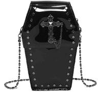 KJHZCE Borsa a tracolla a forma di bara con rivetti gotici, borsa a tracolla trasparente con borchie da donna(Black)