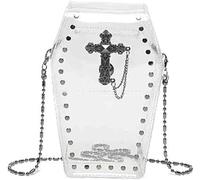 KJHZCE Borsa a tracolla a forma di bara con rivetti gotici, borsa a tracolla trasparente con borchie da donna(White)