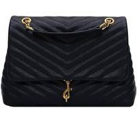 KJHZCE Borsa a tracolla trapuntata semplice for donna con patta a catena(Black)