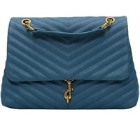 KJHZCE Borsa a tracolla trapuntata semplice for donna con patta a catena(Blue)