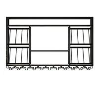 KJHZCE Scaffali galleggianti for liquori da pub a 3 livelli, portabottiglie da parete con portabicchieri(Black,120cm)