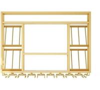 KJHZCE Scaffali galleggianti for liquori da pub a 3 livelli, portabottiglie da parete con portabicchieri(Gold,100cm)