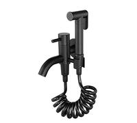 KJJFIPCXP BlackFaucet Set Valvola ad Angolo for WC montata a Parete Rubinetto for Doccia igienico tenuto in Mano for Lavaggio Auto Spruzzatore for Animali Domestici con Singola Acqua Fredda