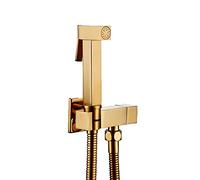 KJJFIPCXP Kit spruzzatore Portatile con Acqua Calda e Fredda, Montato a Parete, Lava Pannolini Portatile in Tessuto Dorato, Rubinetto for Doccia da Bagno in Ottone