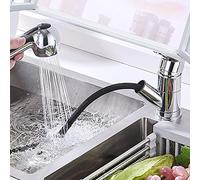 KJJFIPCXP Rubinetti da Cucina in Ottone con doccetta Estraibile Rotante Miscelatore da Cucina monoforo Caldo e Freddo telescopico Rubinetto for lavello-Nero(Chrome)
