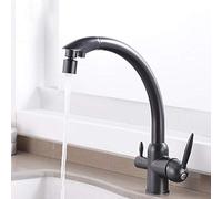 KJJFIPCXP Rubinetto Miscelatore lavello da Cucina a 3 Vie Rubinetto Filtro Acqua 3 in 1 Filtro in Ottone Nero Rubinetto da Cucina Rubinetto Multifunzione Rotante Caldo e Freddo-C(B)