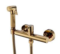 KJJFIPCXP Set di spruzzatori for Doccia a spruzzo for Bidet Portatile in Ottone Massiccio con valvola miscelatrice Calda e Fredda, Oro