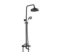 KJJFIPCXP Sistema doccia a 3 vie a parete in stile retrò con miscelatore a pioggia set combinato con soffione doccia a pioggia ad alta pressione, doccia portatile e rubinetto con beccuccio per vasca