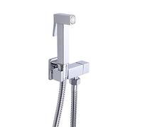 KJJFIPCXP Spruzzatore for WC Portatile Cromato, spruzzatore for Pannolini in Tessuto con Flusso d'Acqua Regolabile for WC Kit WC spruzzatore Quadrato Portatile con Maniglia Singola, Cromato(Chrome a)