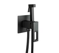 KJJFIPCXP Spruzzatore for WC Portatile Nero Rubinetti in Ottone for Acqua Calda e Fredda Montaggio a Parete Lavatore for Pannolini in Tessuto Quadrato Doccia Spray for l'igiene Personale Quotidiana