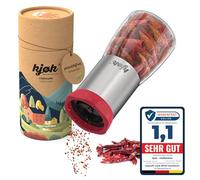 kjøk Premium Macinapepe Macina peperoncino in acciaio inox e vetro trita peperoncino lama di taglio in acciaio macinino per spezie capacità 100ml coperchio salva-aroma e lama di qualita