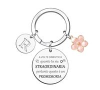 KJKJKJ Ispirativo regalo portachiavi A-Z 26 lettera iniziale ciondolo portachiavi a volte dimenticati quanto tu sia straordinaria pertanto questo è un promemoria Per Figlia Sorella Amici Mamma (R)