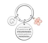 KJKJKJ Ispirativo regalo portachiavi A-Z 26 lettera iniziale ciondolo portachiavi a volte dimenticati quanto tu sia straordinaria pertanto questo è un promemoria Per Figlia Sorella Amici Mamma (G)