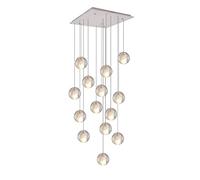 KJLARS Lampade A Sospensione LED Moderna Plafoniere Altezza Regolabile Lampadari Adatto Per Soggiorno Tavolo Da Pranzo Scala Camera Da Letto Palla Di Cristallo Bicchiere 14 Palline piazza