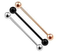 KJM Fashion 3 pezzi acciaio industriale 1,6 mm 14 g orecchini piercing gioielli e Acciaio inossidabile, colore: 3 rosa., cod. IND AD 1.6M 38M B5M P3 SL BL RG DE