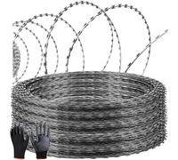 KJoBDwz Rete metallica spinata Filo spinato a doppia bobina, rotoli di filo spinato in acciaio zincato, adatti for aziende agricole, recinzioni, giardini(30m)