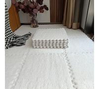 KJoBDwz Tappeto ad incastro, 18 pezzi, in schiuma di peluche, antiscivolo, ad incastro, per soggiorno, camera da letto, tappetino da arrampicata (bianco, 30 x 30 cm)