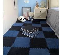 KJoBDwz Tappeto ad incastro con 30 piastrelle ad incastro in schiuma, tappeto quadrato, tappeto patchwork antiscivolo, tappetino da arrampicata (blu navy + nero)