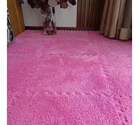 KJoBDwz Tappeto ad incastro in schiuma a incastro, 18 pezzi, tappetino da arrampicata in schiuma di peluche, antiscivolo, multiuso, morbido, ad incastro (rosso rosa, 60 x 60 cm)