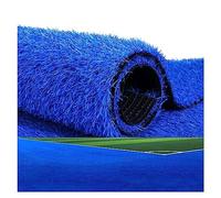 KJoBDwz Tappeto di erba artificiale blu, erba artificiale con fori di drenaggio, per esterni, giardino, campo da calcio (50 x 200 cm)