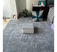 KJoBDwz Tappeto quadrato ad incastro in schiuma di peluche, 10 pezzi, per soggiorno, camera da letto, arrampicata, colore: grigio