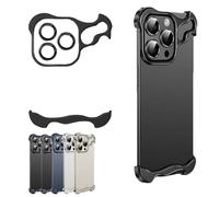 KJSAGFIUGF Alloy Armor for iPhone Case, Special-Shaped Metal Corner Pad Anti-Fall Phone Case Suitable iPhone Frameless, Alloy Armor Premium Case for iPhone 12 13 14 15 PRO Max (12PRO,Black)