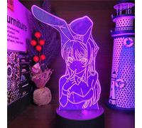 KJsdaADSA 3D Illusion Led Nightlights Bunny Girl Senpai MAI SAKURAJIMA Kawaii Anime Light LAMP per regalo di Natale - 16 colori
