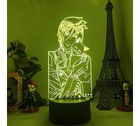 KJsdaADSA Black Butler Sebastian · Michaelis Anime Luce notturna 3D a 16 colori con telecomando e controllo tattile, lampada da tavolo LED acrilica trasparente, decorativa per stanza dei bambini