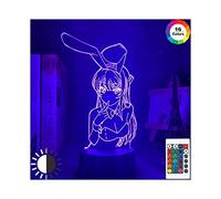 KJsdaADSA Lampada 3D Anime Waifu Mai Sakurajima Luce notturna a led per arredamento camera da letto Mai luce regalo per fidanzato Sakurajima Bunny Girl Lampada a led Regalo anime 7 colori