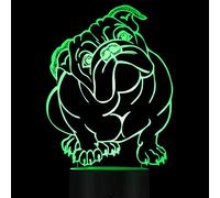 KJsdaADSA Lampada da notte 3D Bulldog francese Illusion 7 Interruttore tattile che cambia colore Lampade da tavolo Decorazione da tavolo Base in ABS piatto in acrilico Giocattolo cavo USB USB
