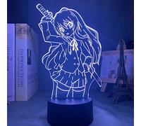 KJsdaADSA Luce notturna a led Toradora Taiga Aisaka per arredamento camera da letto Regalo Luce notturna colorata Anime Waifu Lampada 3D Taiga Aisaka Toradora 16 colori