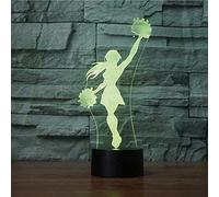 KJsdaADSA Novità 3D Cheerleader Night Light Touch Table Desk Lampade per illusione ottica 7 Luci che cambiano colore Decorazione della casa Regalo di compleanno-Telecomando