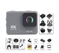 KJUEQ 4K / 60FPS Action Camera Impermeabile Anti-Shake Action Camera con Schermo di Controllo remoto Videocamera Subacquea Sportiva Registratore di unità(with 64G Card,Action Camera-D)