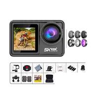 KJUEQ Action Camera 5K 4K 60FPS EIS Obiettivo Intercambiabile 48MP Zoom Stabilizzatore elettronico Fotocamera Action Camera for Vlog(64G,Action Camera 5K B)