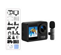 KJUEQ AX9 Action Camera 5K 30FPS con Microfono Wireless remoto EIS Cam Touch Screen Impermeabile Registra Video Bicicletta da Moto(with 128GB,Bundle 1)
