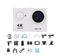 KJUEQ Mini Action Camera Schermo da 2,0 Pollici 30FPS / 170D Telecamera for Impermeabile Camma di telecontrollo Subacquea Ultra HD 4K Action Camera(No Card,Silvery)