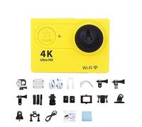 KJUEQ Ultra HD 4K/30fps Mini Action Camera for Esterni Telecamera Sportiva con Telecomando Telecamera Sportiva for PRO Moto Impermeabile(32G Card,Yellow)