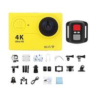 KJUEQ Ultra HD 4K/30fps Mini Action Camera for Esterni Telecamera Sportiva con Telecomando Telecamera Sportiva for PRO Moto Impermeabile(32G Card,Yellow-Telecontrol)
