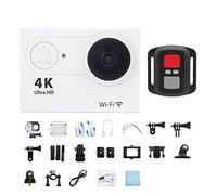 KJUEQ Ultra HD 4K/30fps Mini Action Camera for Esterni Telecamera Sportiva con Telecomando Telecamera Sportiva for PRO Moto Impermeabile(No Card,White-Telecontrol)