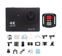 KJUEQ Videocamera Professionale 4K Action Camera Recorder 30FPS 2.0 Pollici 30M Impermeabile subacqueo Registrazione Video Cam Sport Originali(No Card,Black-Telecontrol)
