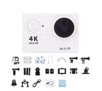 KJUEQ Videocamera Sportiva 4K Schermo da 2,0 Pollici Telecamera d'azione con Telecomando Impermeabile subacqueo Registrazione Video Telecamera Esterna(No Card,White)
